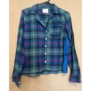 Abercrombie & Fitch Women's Flannel Shirt Size S Plaid 100% Cotton Long Sleeve